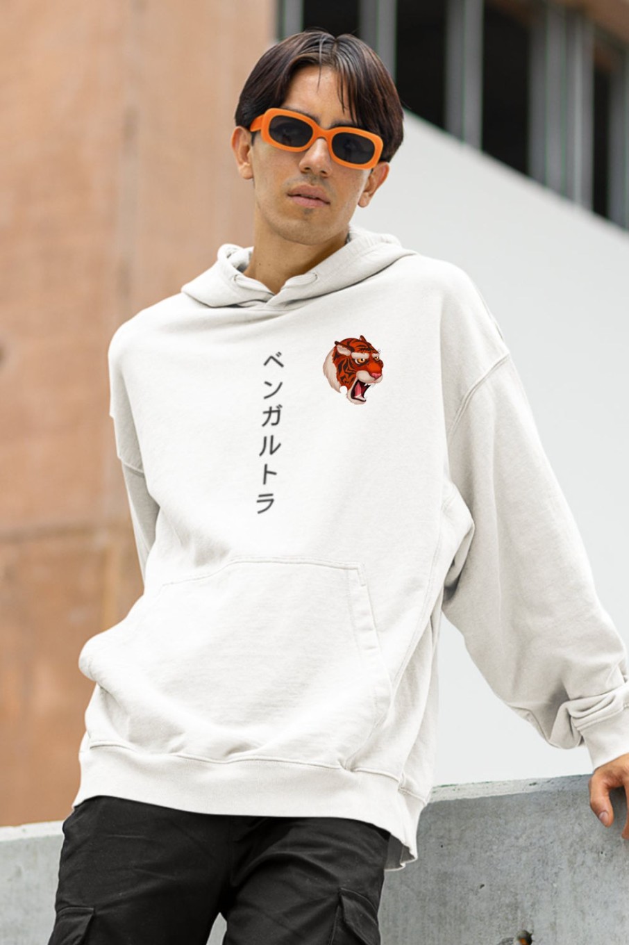 Men Styched Fashion | Japanese Tiger Premium Non Zipper White Hoodie