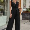 Women Styched Fashion | Surplice Front Belted Jumpsuit