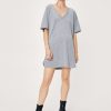 Women Styched Fashion | Slouchy V Neck Mini T-Shirt Dress