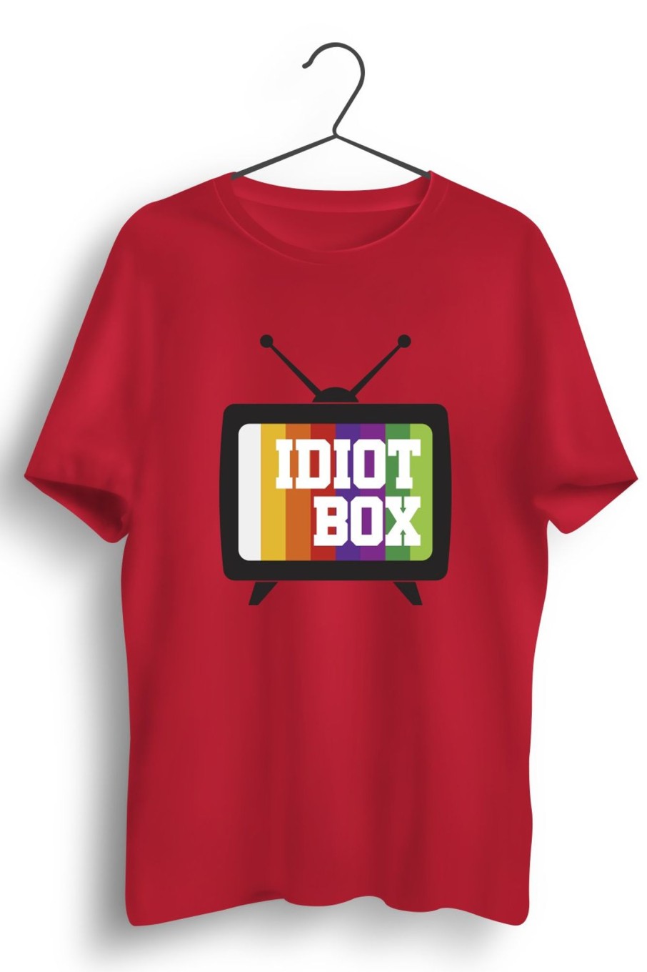 Men Styched | Idiot Box Graphic Printed Red Tshirt