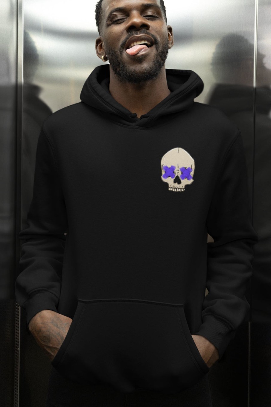 Men Styched Fashion | Punk Skull Premium Non Zipper Black Hoodie