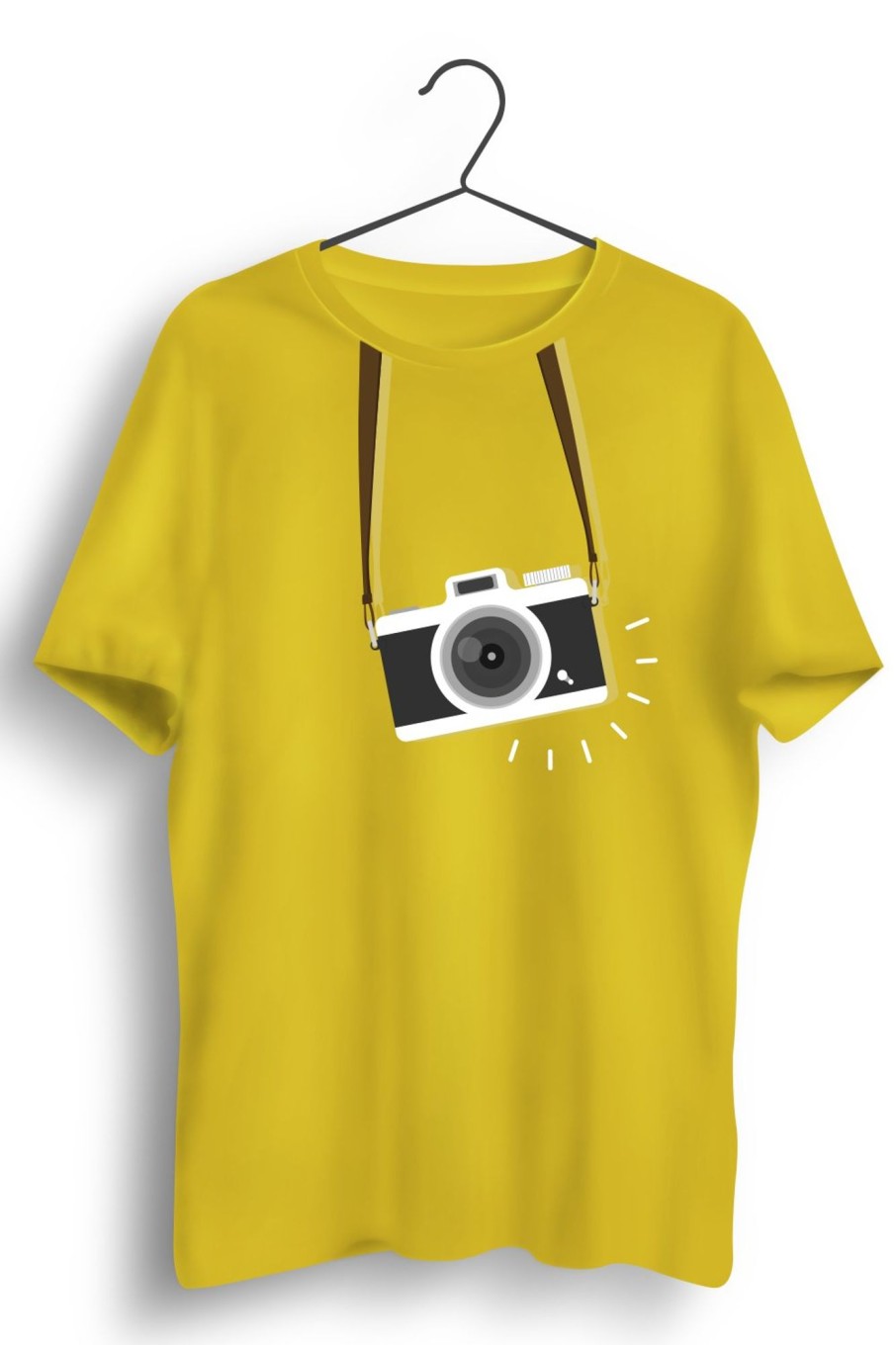 Men Styched | Camera Strap Graphic Printed Yellow Tshirt