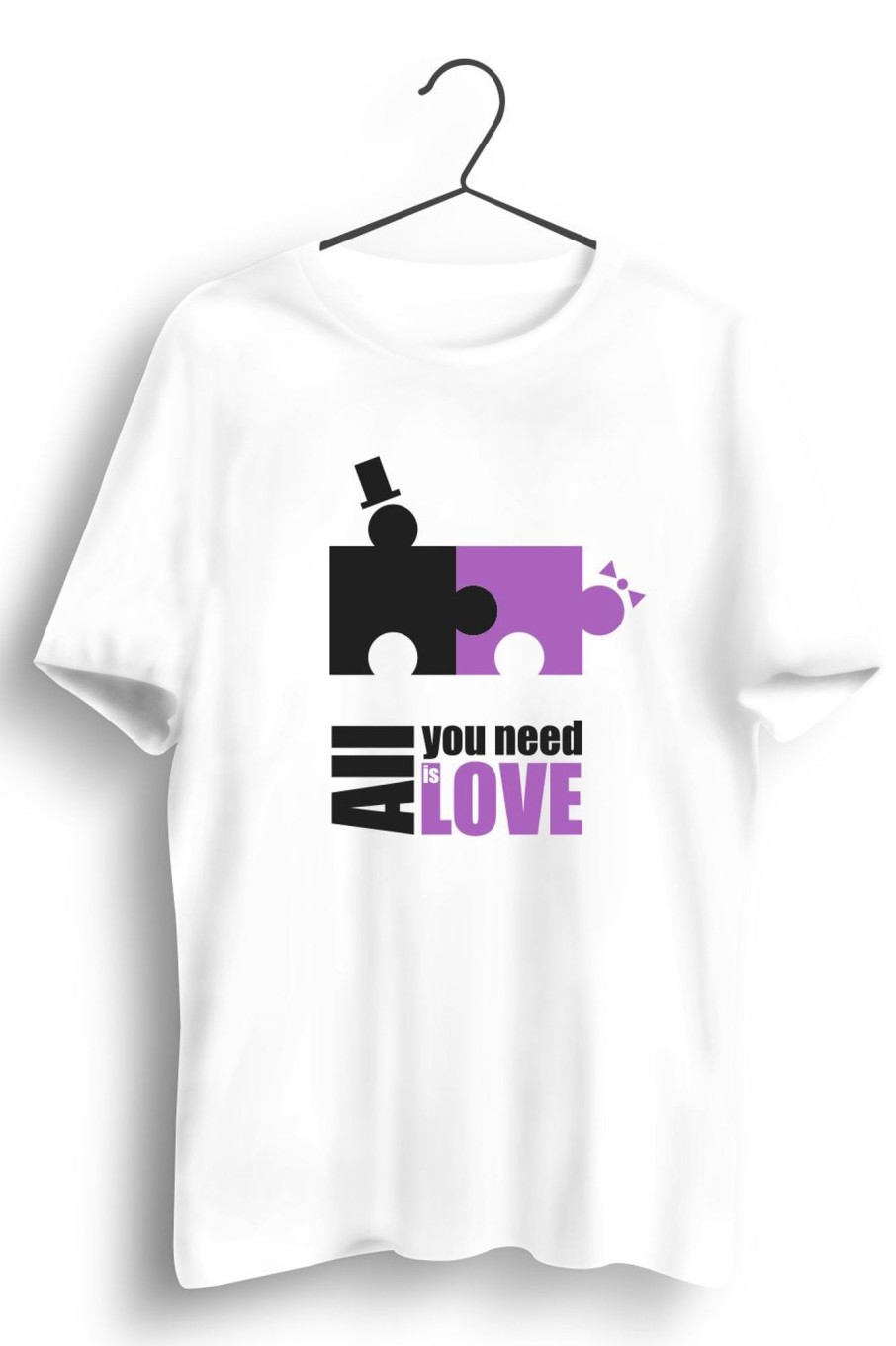 Men Styched | All You Need Is Love Graphic Printed White Tshirt