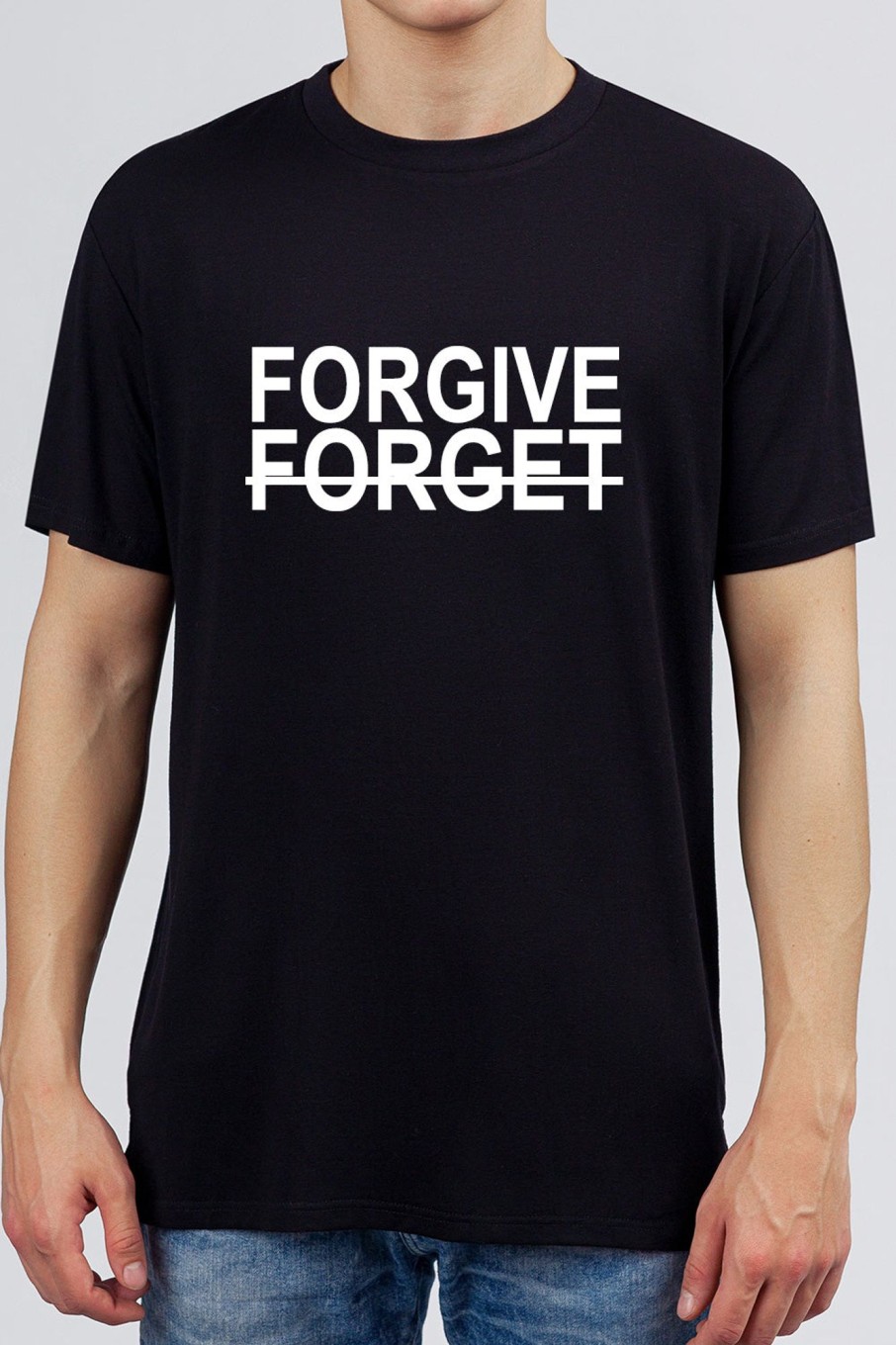 Men Styched Fashion | Forgive But Cannot Forget - Black Printed T-Shirt