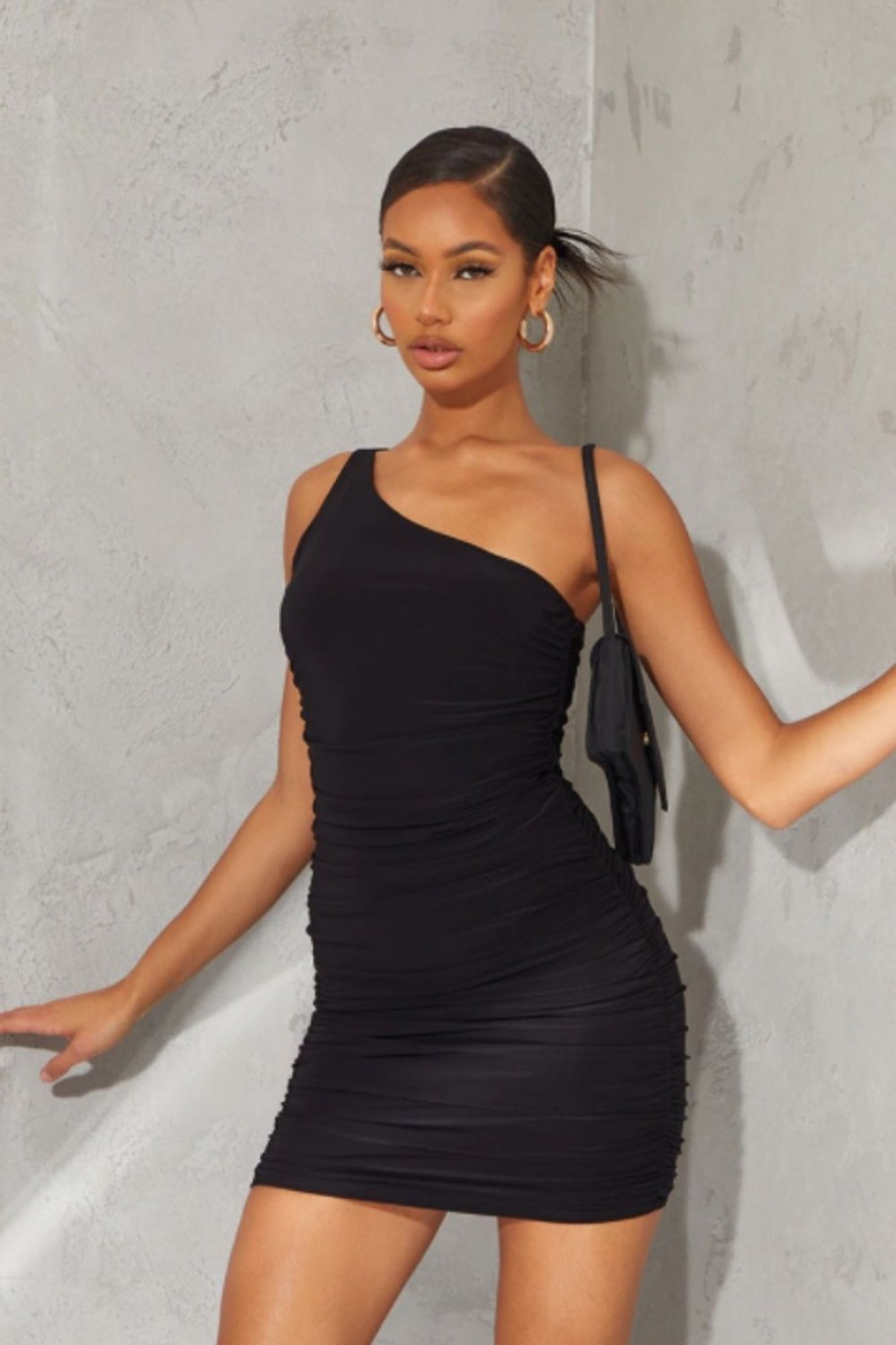 Women Styched Fashion | One Shoulder Mini Black Dress