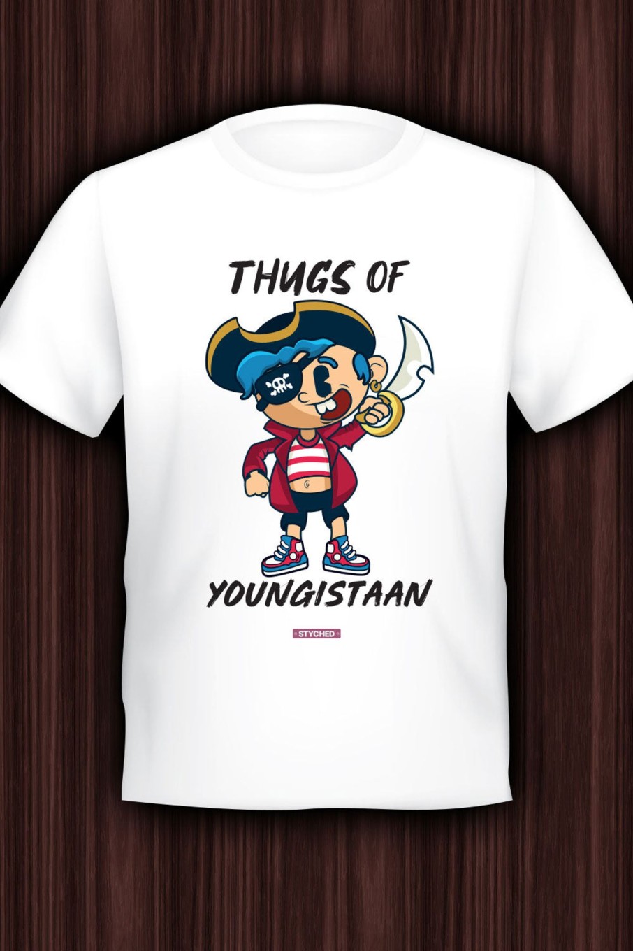 Men Styched Fashion | Thugs Of Youngistaan - Quirky Graphic T-Shirt White Color