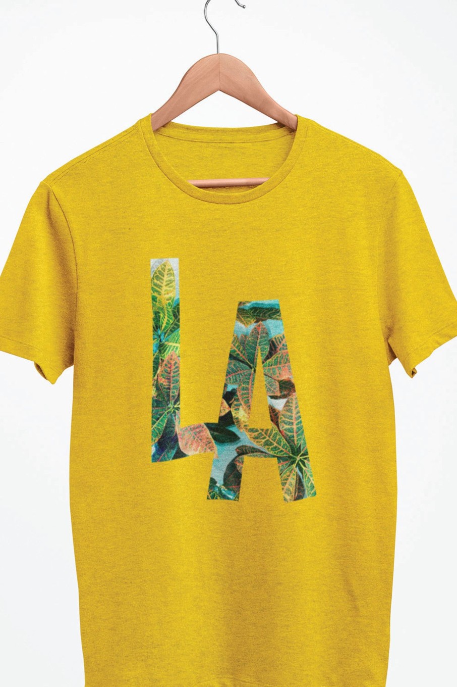 Men Styched Fashion | La Nature Inspired Yellow Printed Cotton Casual Tee