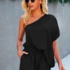 Women Styched Fashion | Solid One Shoulder Romper