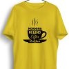 Men Styched | Morning Begins After Coffee Graphic Printed Yellow Tshirt