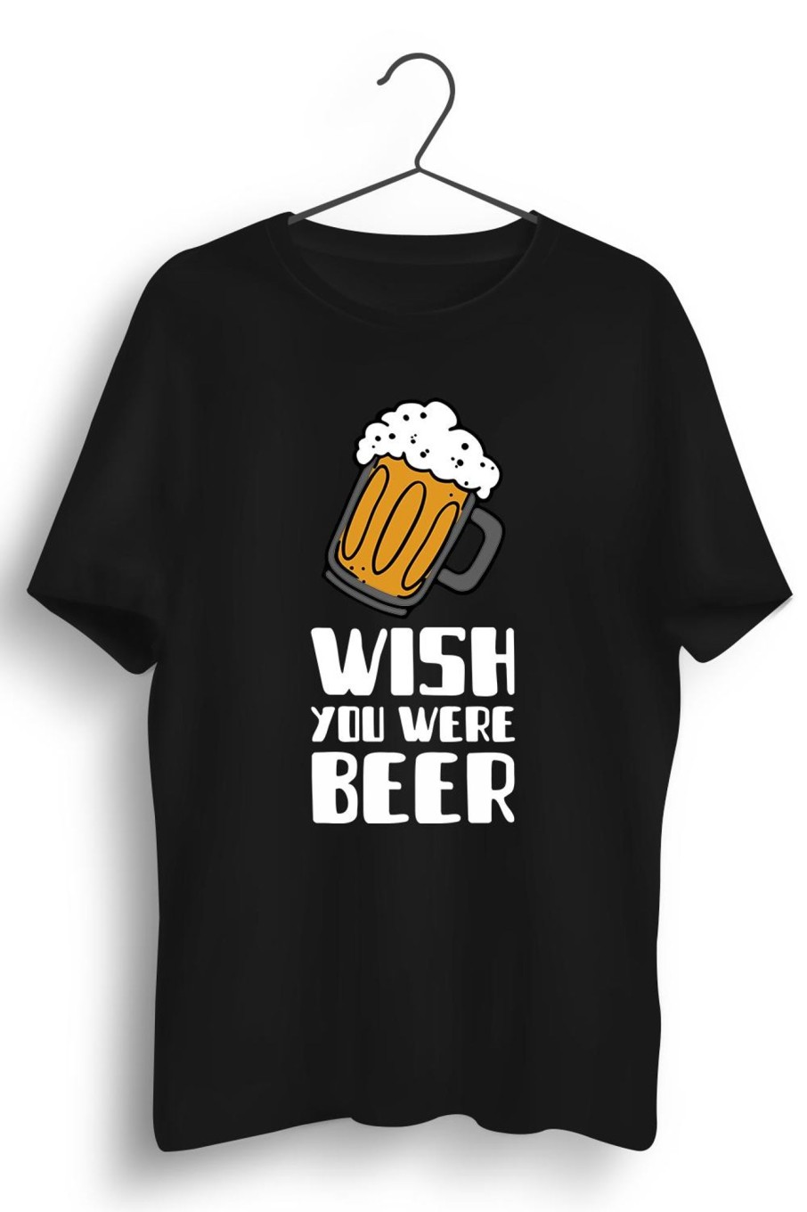 Men Styched Fashion | Wish You Were Beer Graphic Printed Black Tshirt