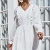 Women Styched Fashion | V-Neck Ruffle Trim Dress