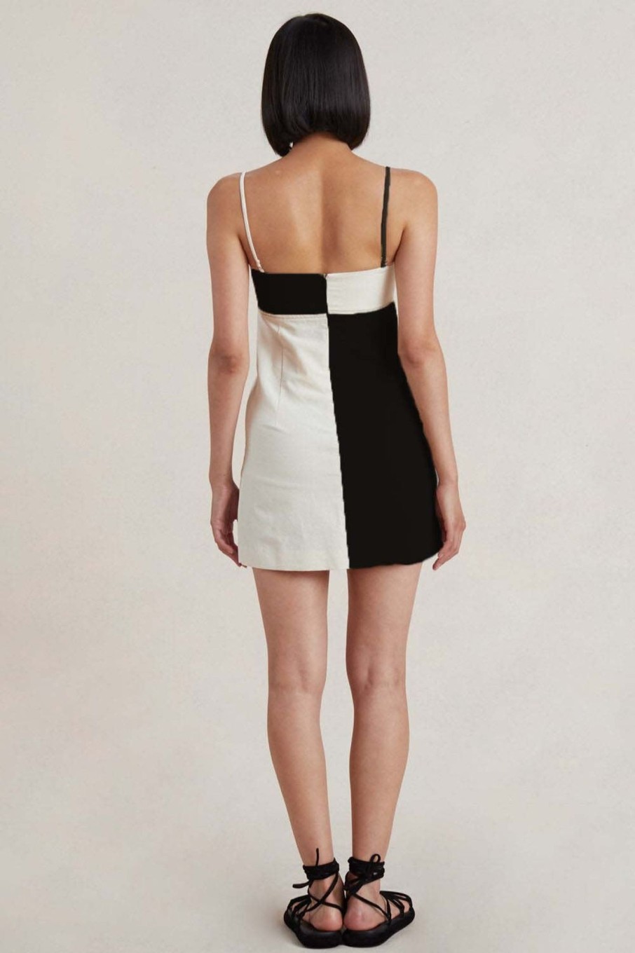 Women Styched Fashion | Black U0026 White Color Block Mini Dress