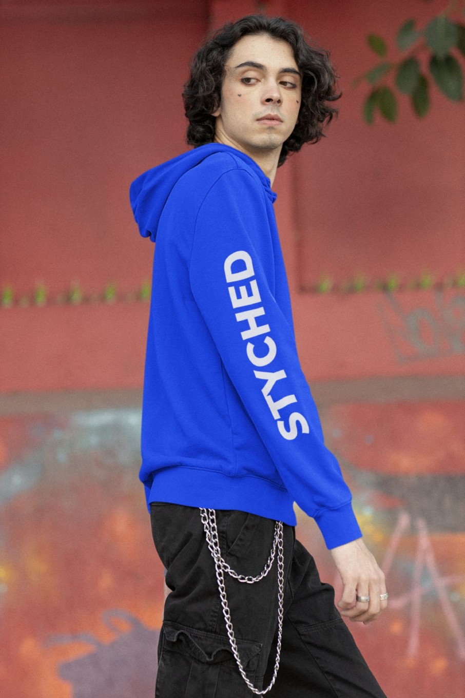 Men Styched Fashion | Styched Sleeve Print Premium Non Zipper Blue Hoodie