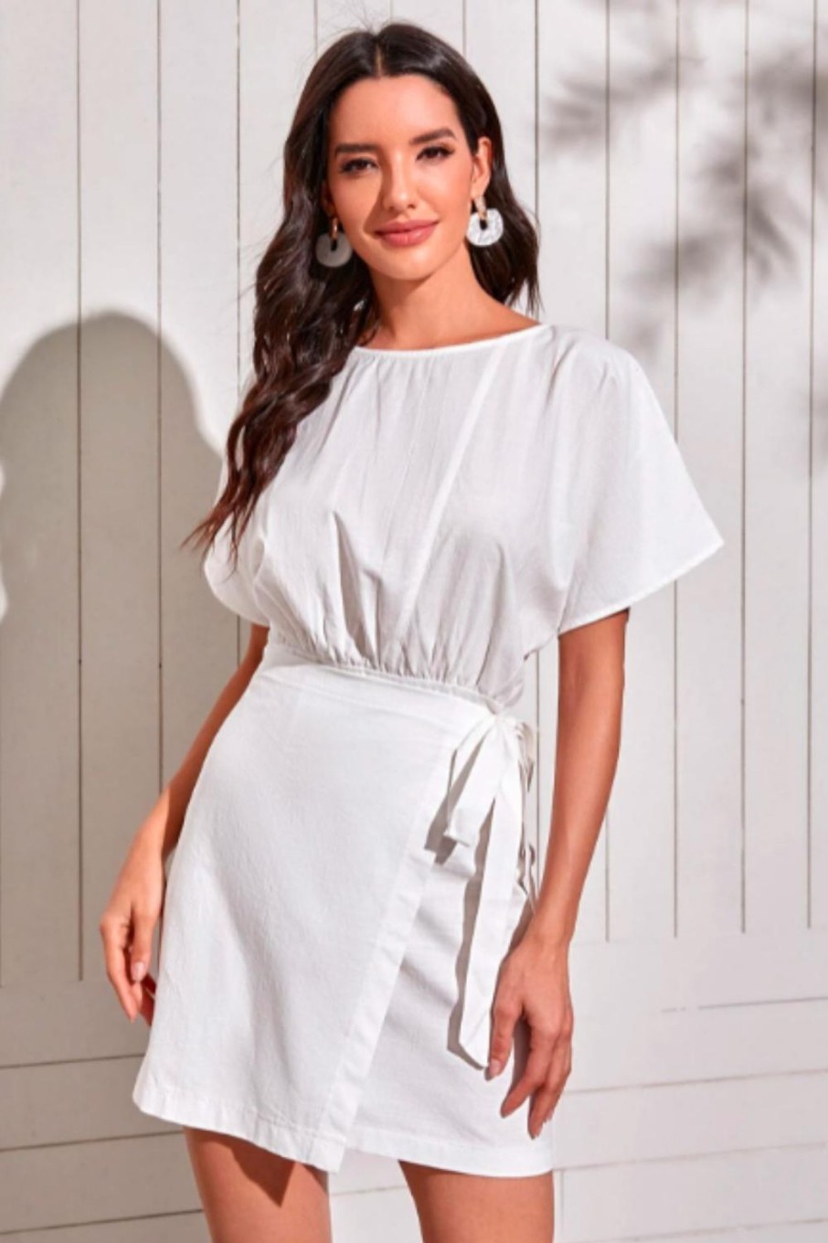 Women Styched Fashion | Wrap Waist Backless Solid Midi Dress