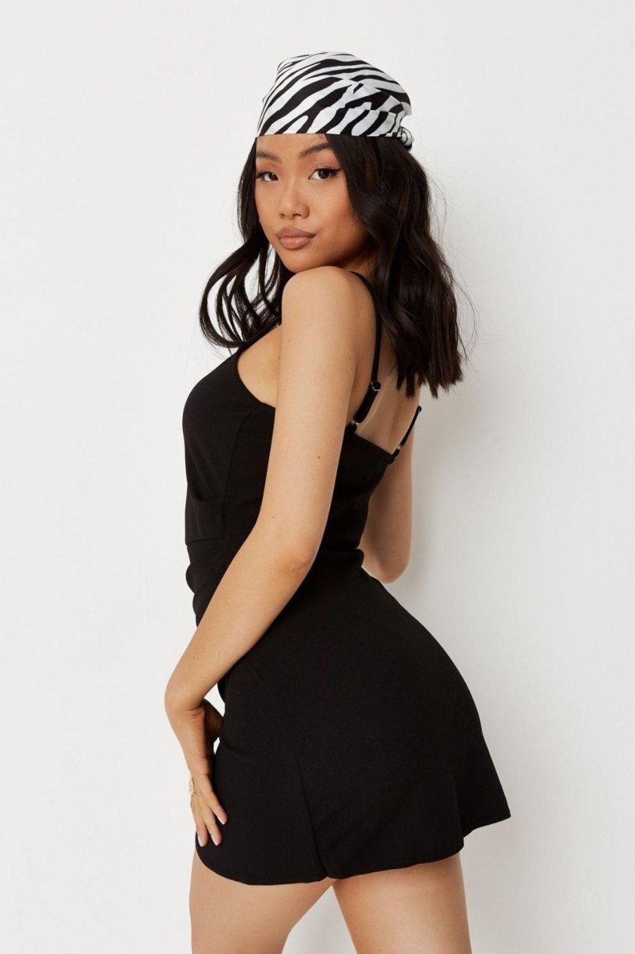 Women Styched Fashion | V Neck Black Mini Bodycon Dress