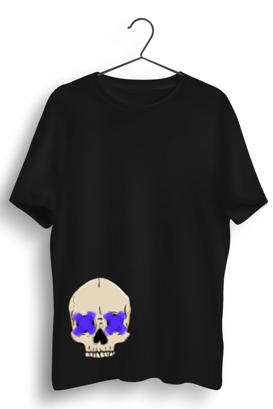 Men Styched | Punk Skull Graphic Printed Black Tshirt