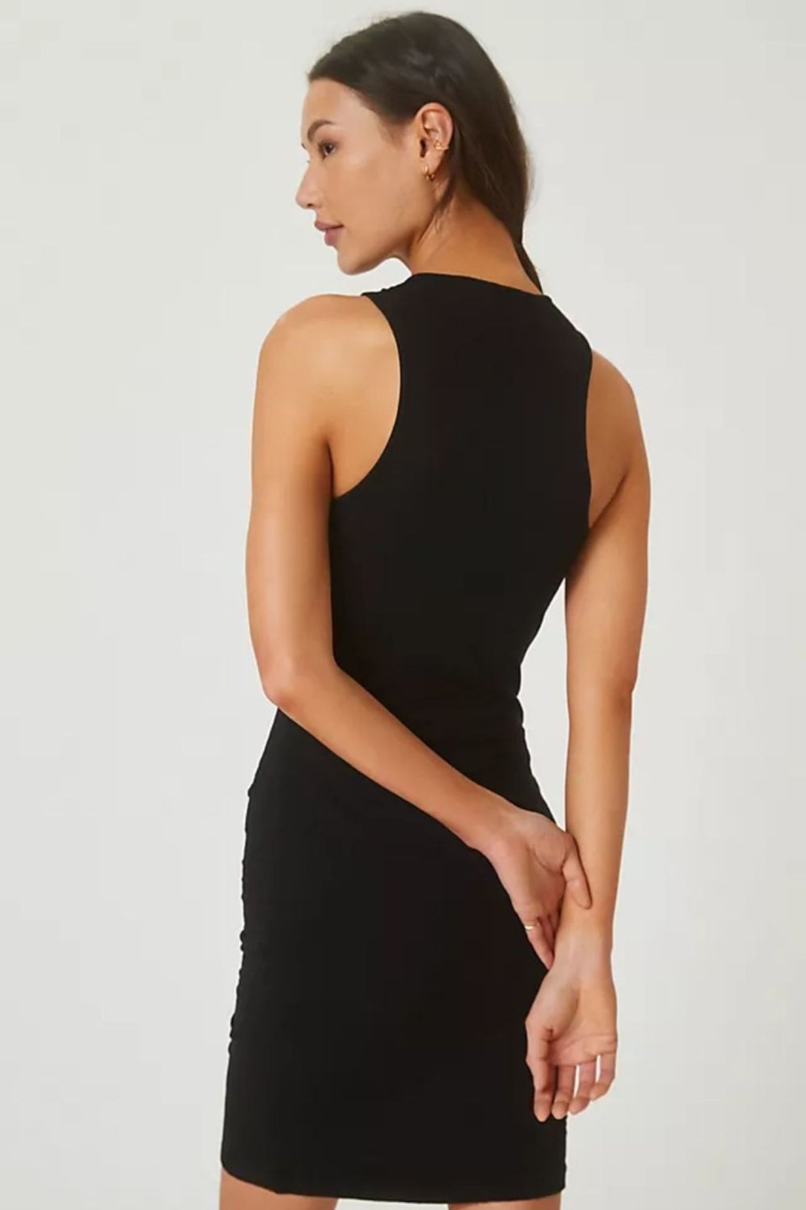 Women Styched Fashion | Black Ruched Bodycon Mini Dress