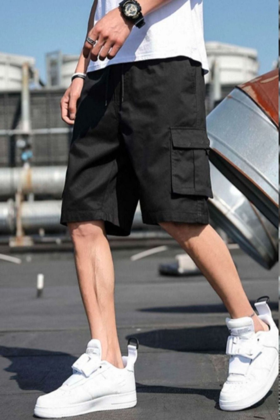 Men Styched Fashion | Flap Pocket Patched Shorts