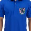 Men Styched Fashion | Blue Premium Polo T-Shirt With Tropical Savannah Graphics On Pocket Printed