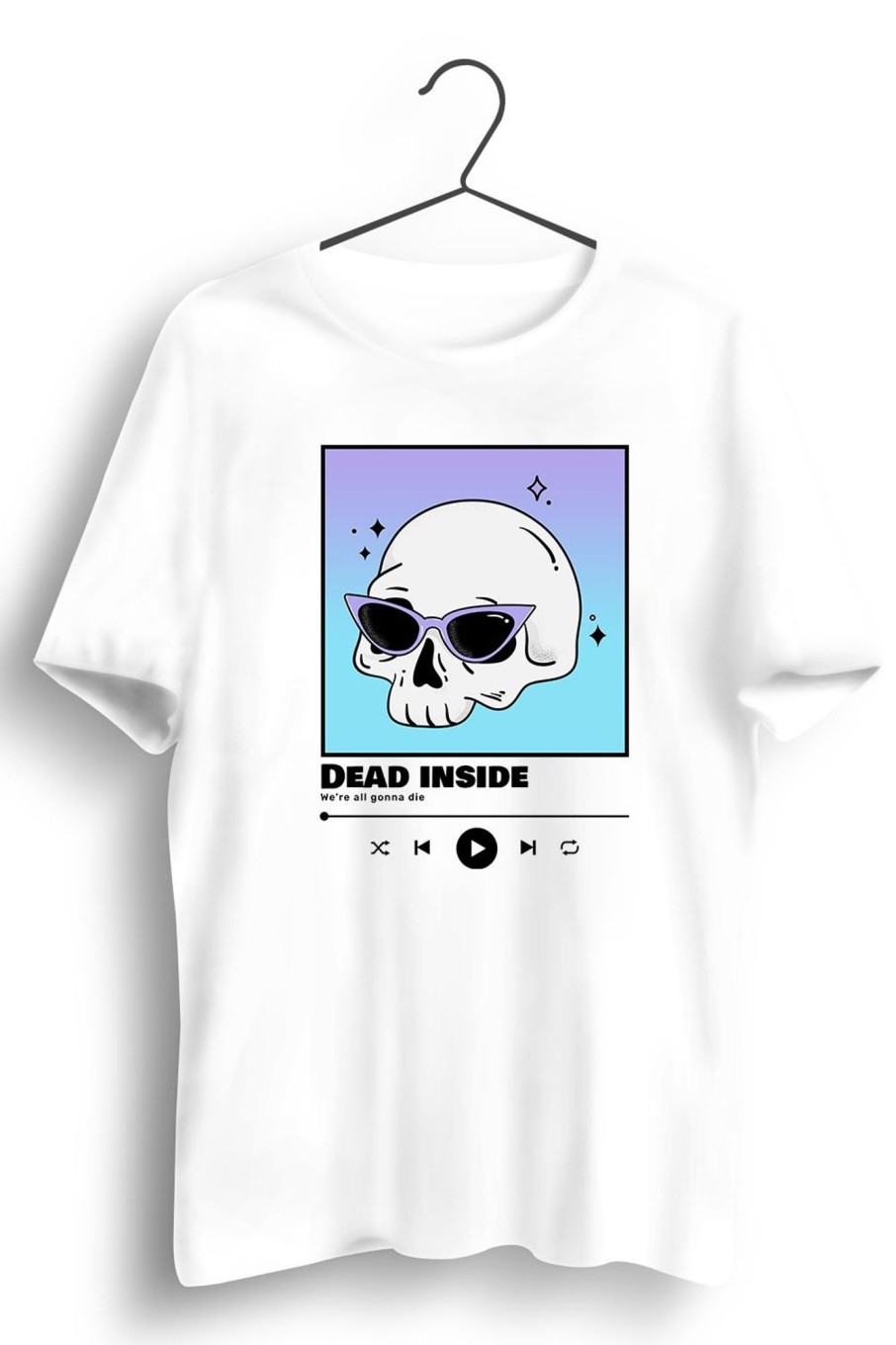 Men Styched Fashion | Dead Inside Graphic Printed White Tshirt