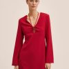 Women Styched Fashion | Flowy Red Knotted Lovable Dress