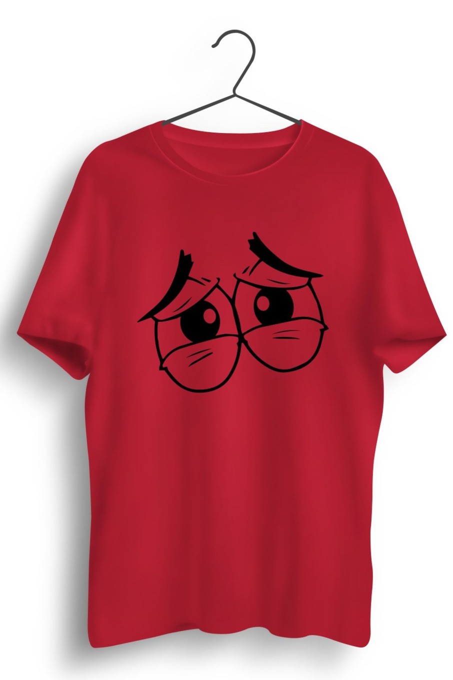 Men Styched | Sad Eyes Graphic Printed Red Tshirt