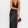 Women Styched Fashion | Plunge Neck Bow Cami Maxi Dress