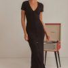 Women Styched Fashion | Button Down Maxi Dress Black