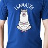 Men Styched Fashion | Cool Llama Saying Llamaste - Blue Casual Cotton Tshirt