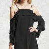 Women Styched Fashion | Cold Shoulder Flounce Dress