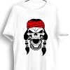 Men Styched | Red Indian Skull Graphic Printed White Tshirt