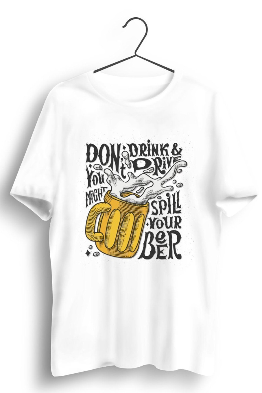 Men Styched | Dont Drink And Drive Graphic Printed White Tshirt