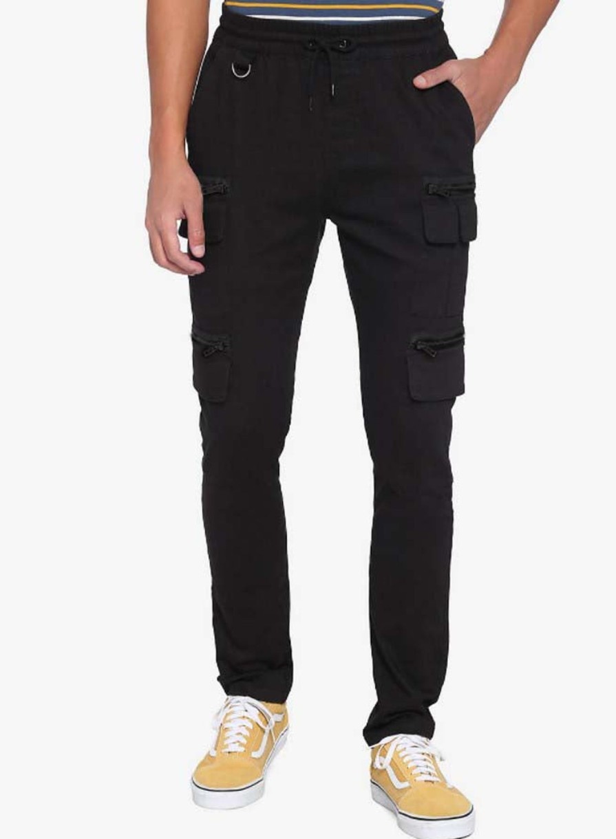 Men Styched Fashion | Black Zipper Jogger Pants