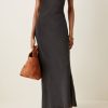 Women Styched Fashion | Black Lowry Georgette Midi Dress