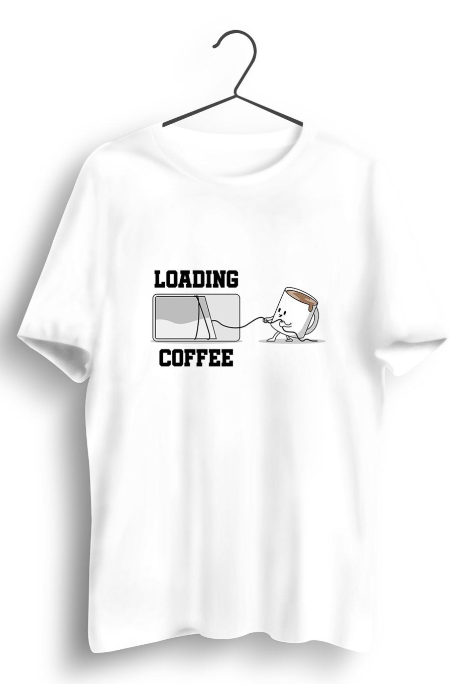 Men Styched | Loading Coffee Graphic Printed White Tshirt