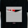 Men Styched Fashion | Casual Black T-Shirt - Optical Illusion Peeping Lady - Striped Tee