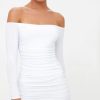 Women Styched Fashion | White Off Shoulder Full Sleeves Mini Dress