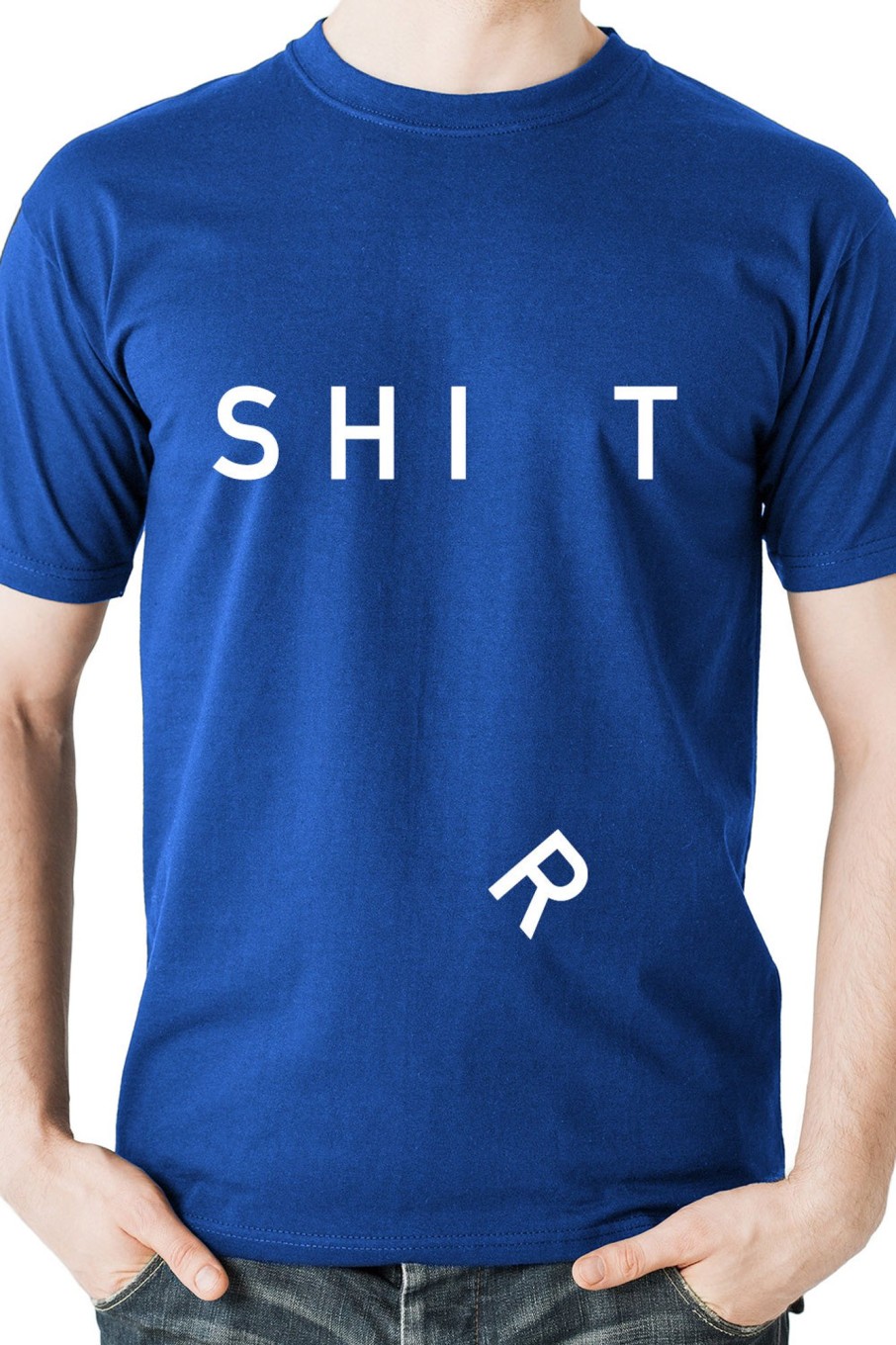 Men Styched Fashion | Shirt - R Falling Off Graphic Printed Blue Cotton Tee