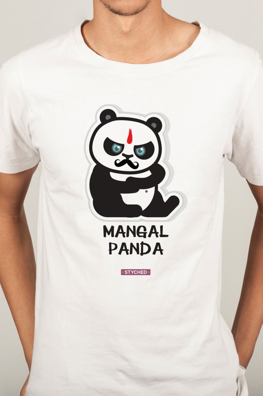 Men Styched Fashion | Mangal Panda Graphic T-Shirt White Color