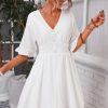 Women Styched Fashion | Buttoned Front Frill Trim Cuff Dress