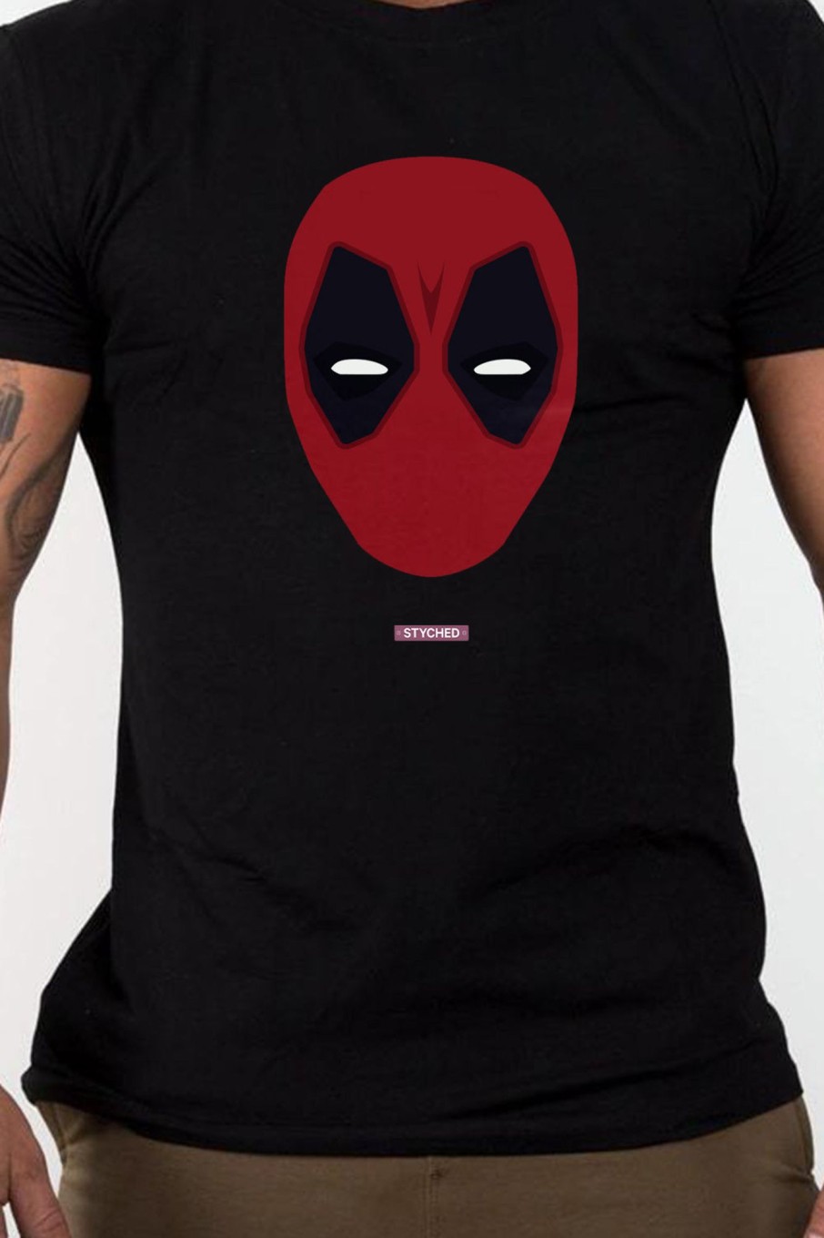 Men Styched Fashion | Deadpool Mask Black Dry-Fit T-Shirt