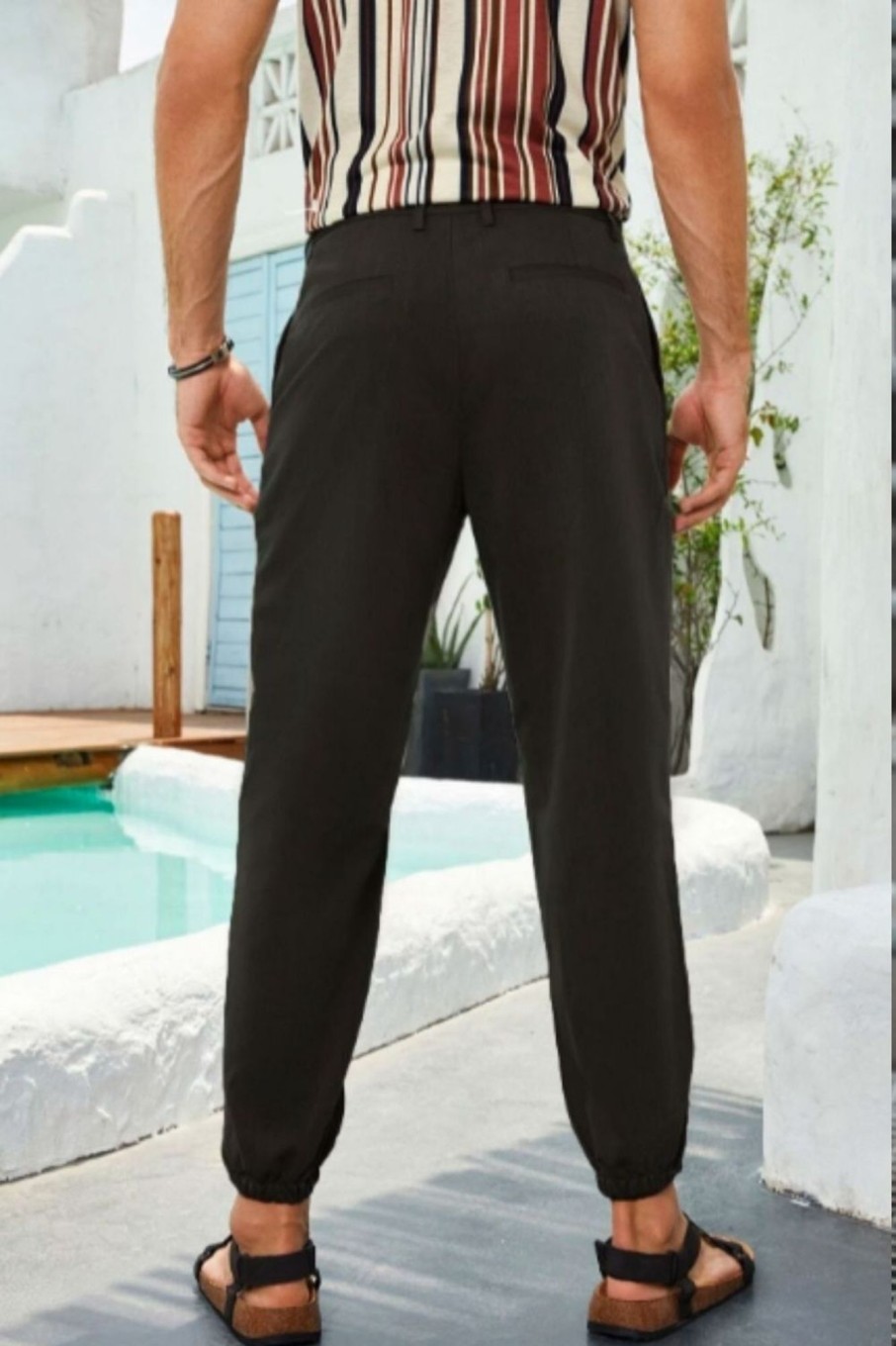 Men Styched Fashion | Fly Slant Pocket Tapered Trousers