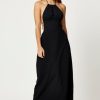 Women Styched Fashion | Backless Halter Neck Black Maxi Dress