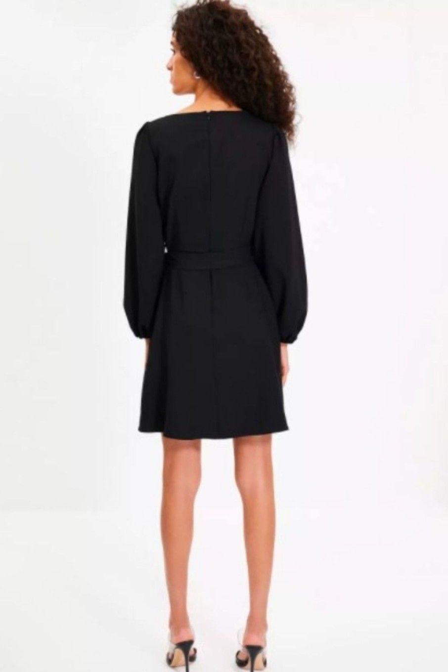 Women Styched Fashion | Not Again Round Neckline Full Sleeve Black Dress