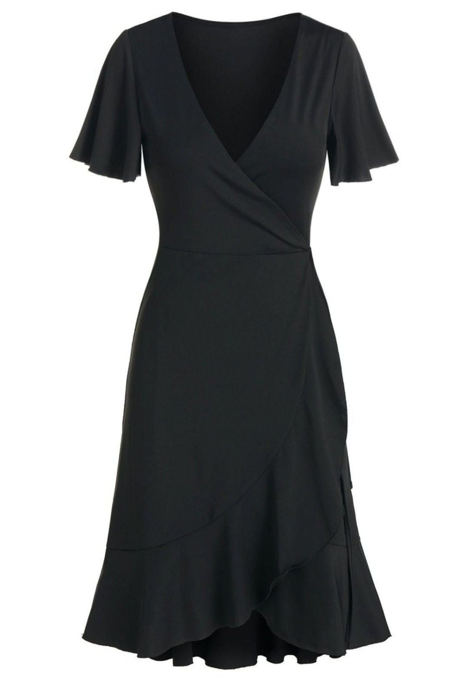 Women Styched Fashion | Nancy Black Wrap Dress