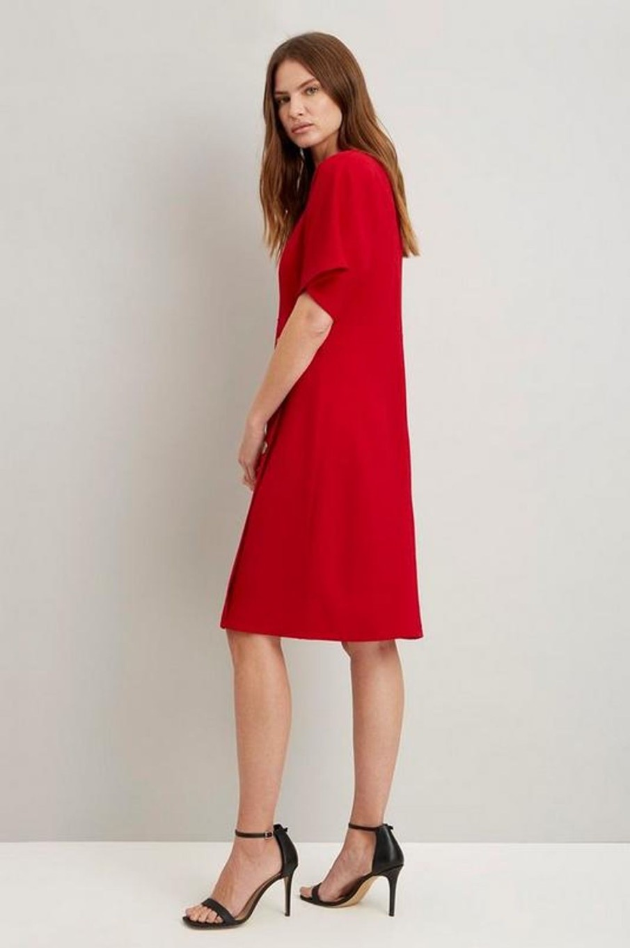 Women Styched Fashion | Button Front Detail Red Dress