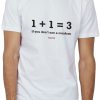 Men Styched Fashion | One Plus One Is Three - Quirky Graphic T-Shirt White Color