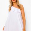 Women Styched Fashion | One Shoulder Ruffled Detailed Neck White Dress