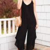 Women Styched Fashion | Solid Flounce Hem Jumpsuit