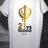 Men Styched Fashion | Kesarimovie Fan Tee - Limited Time Golden Print 21 Vs 10000 Inspirational Tshirt White